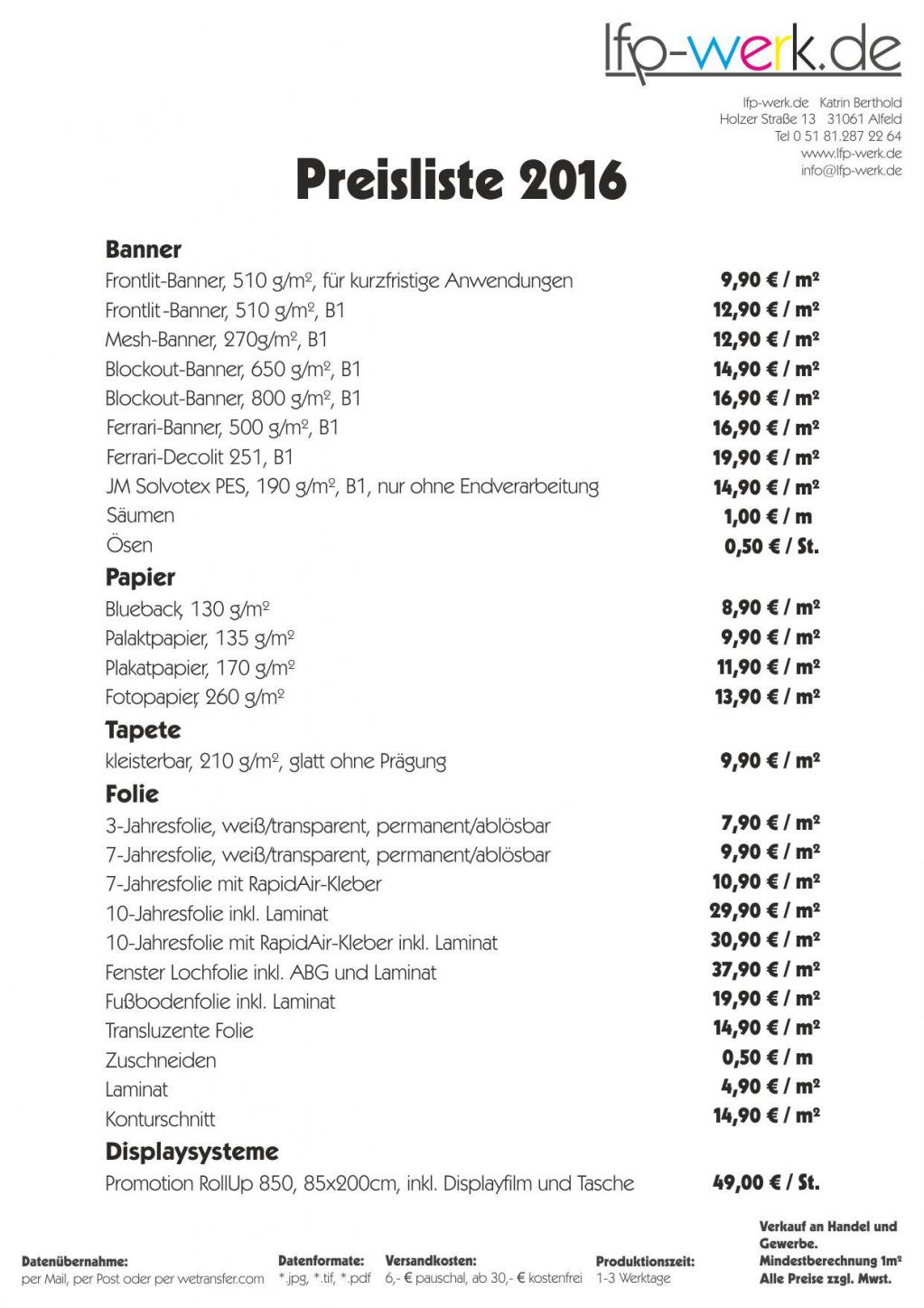 Preisliste